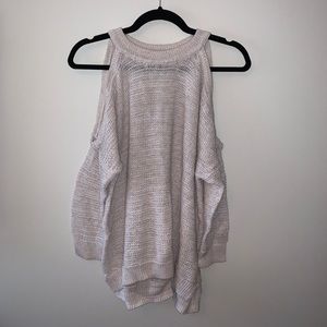 Tan cold shoulder sweater